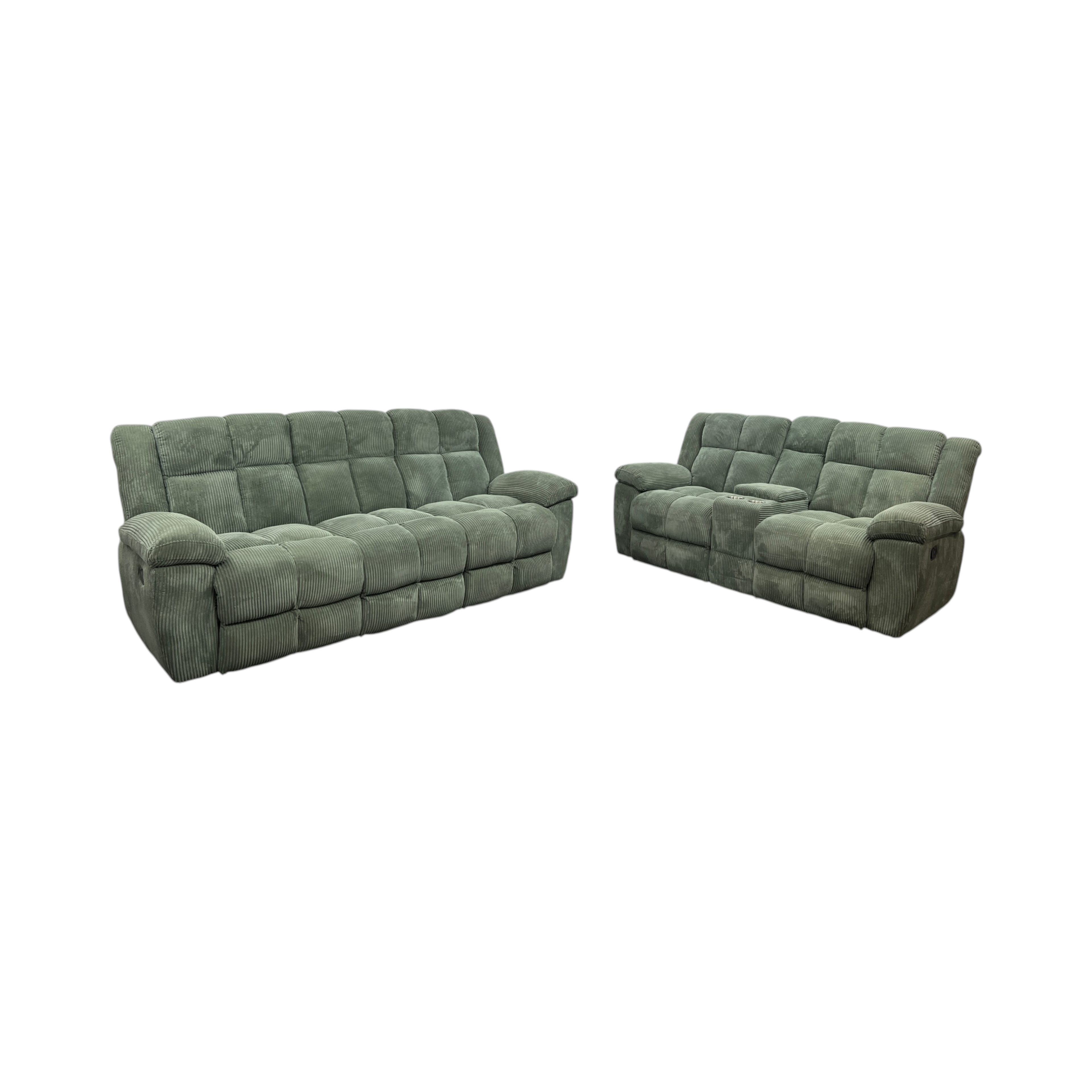 Latitude Run Premium Fabric Reclining Living Room 3-Seater and Loveseat With Middle Console Reclining Sofa Set