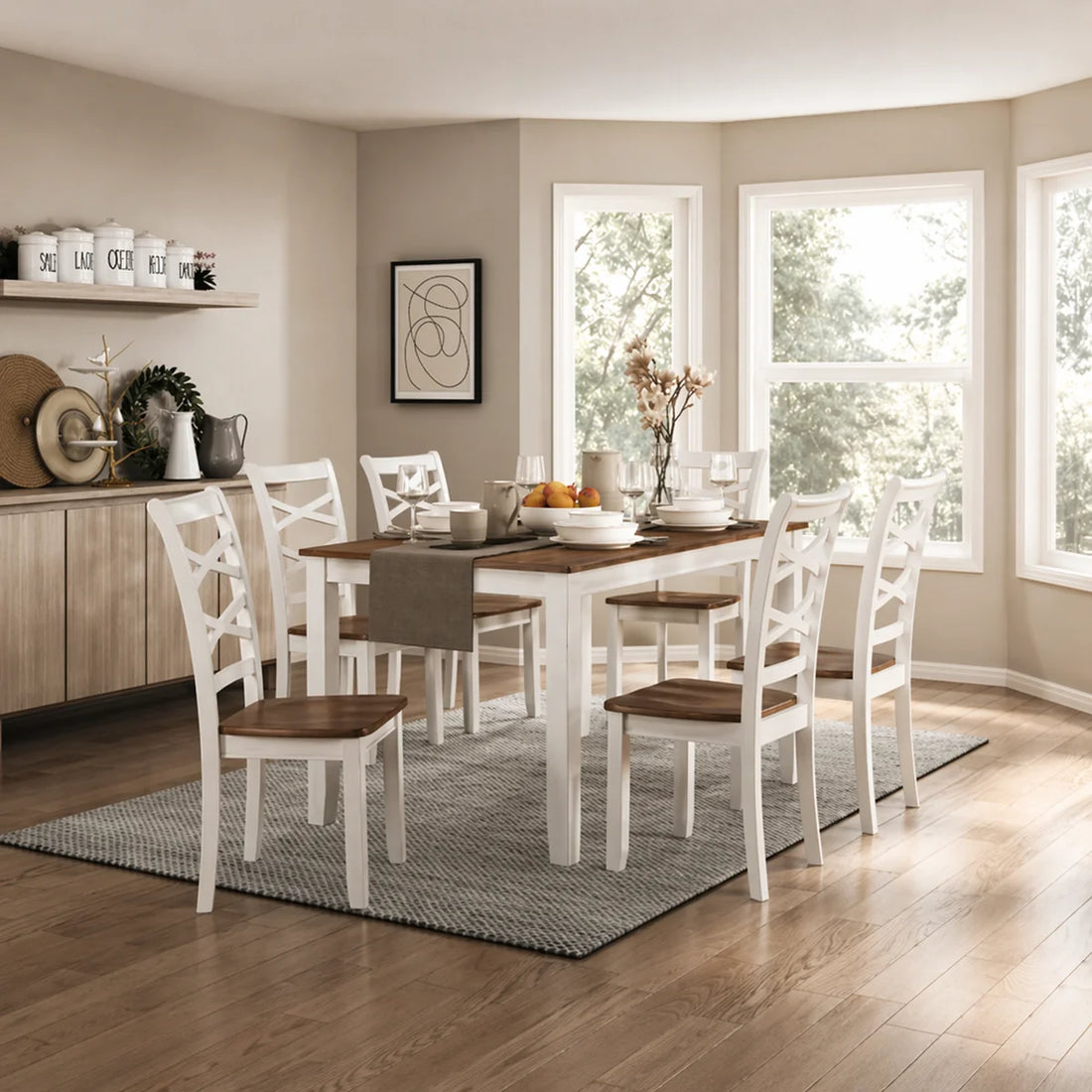 Red Barrel Studio Jordan 7-Piece Dining Set for 6 · Two-Tone Cherry & White · Mango Wood