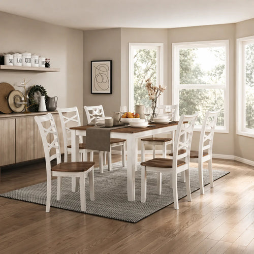 Red Barrel Studio Jordan 7-Piece Dining Set for 6 · Two-Tone Cherry & White · Mango Wood, image 1