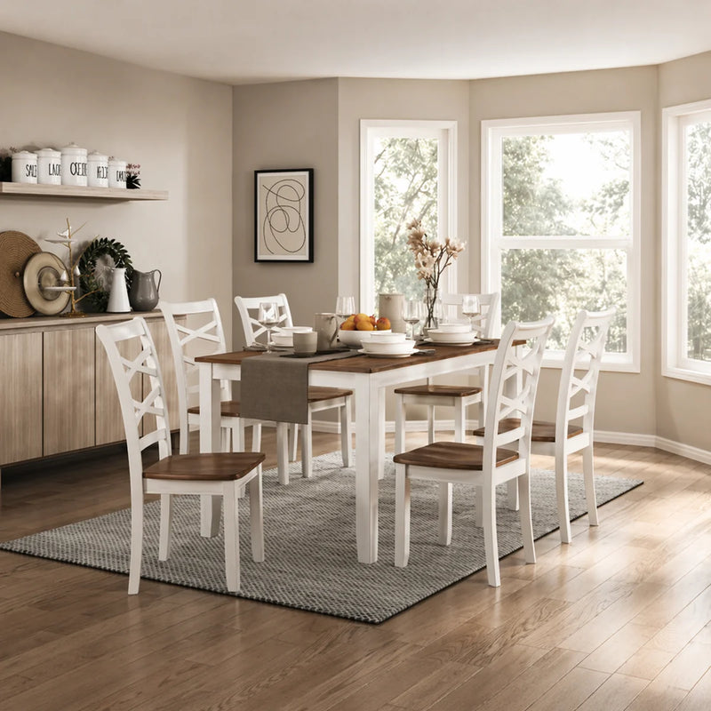 Red Barrel Studio Jordan 7-Piece Dining Set for 6 · Two-Tone Cherry & White · Mango Wood