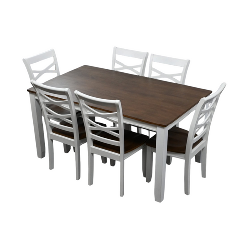 Red Barrel Studio Jordan 7-Piece Dining Set for 6 · Two-Tone Cherry & White · Mango Wood, image 3