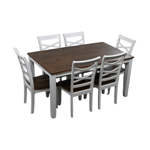 Red Barrel Studio Jordan 7-Piece Dining Set for 6 · Two-Tone Cherry & White · Mango Wood, image 4
