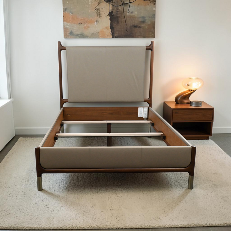 Stickley Walnut Grove Upholstered Platform Queen Bed