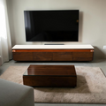 Povison Modern TV Stand With Adjustable LED Lights, Sintered Stone Top, Fully Assembled