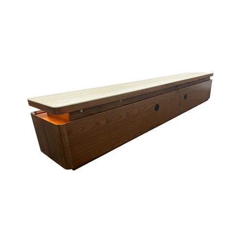 Povison Modern TV Stand With Adjustable LED Lights, Sintered Stone Top, Fully Assembled, image 14