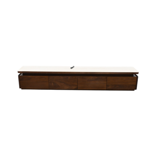 Povison Modern TV Stand With Adjustable LED Lights, Sintered Stone Top, Fully Assembled, image 6
