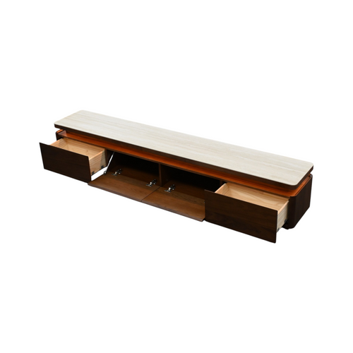 Povison Modern TV Stand With Adjustable LED Lights, Sintered Stone Top, Fully Assembled, image 11