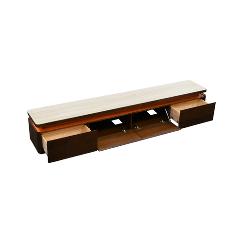 Povison Modern TV Stand With Adjustable LED Lights, Sintered Stone Top, Fully Assembled, image 12