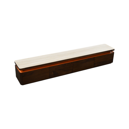 Povison Modern TV Stand With Adjustable LED Lights, Sintered Stone Top, Fully Assembled, image 9