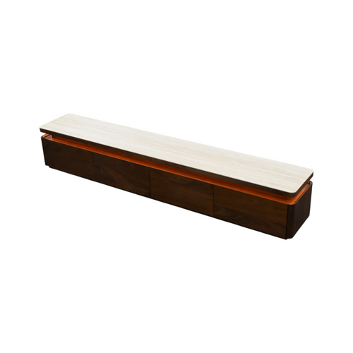 Povison Modern TV Stand With Adjustable LED Lights, Sintered Stone Top, Fully Assembled, image 7