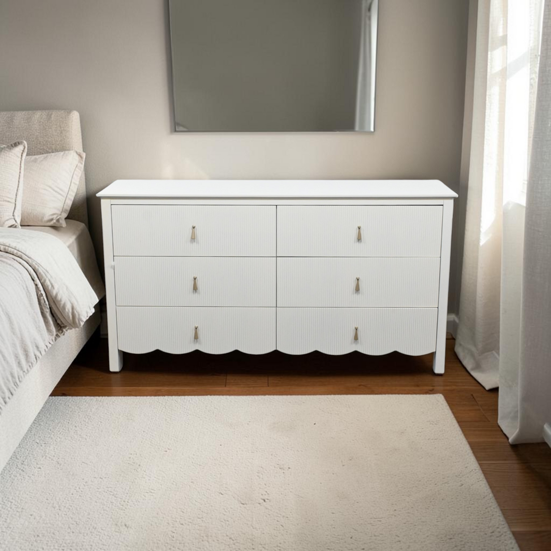 Birch Lane Sofia Wood 6 Drawer Reeded Dresser