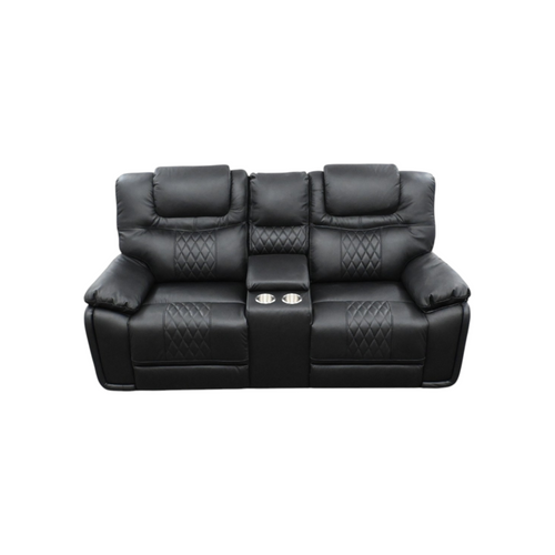 Hokku Designs Jepum Top-Grain Genuine Leather Manual Reclining Loveseat Sofa, 2-Seater Recliner Couch with Storage and Cupholders, image 2