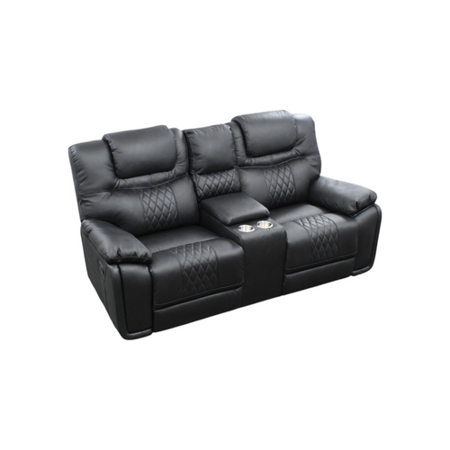 Hokku Designs Jepum Top-Grain Genuine Leather Manual Reclining Loveseat Sofa, 2-Seater Recliner Couch with Storage and Cupholders, image 3