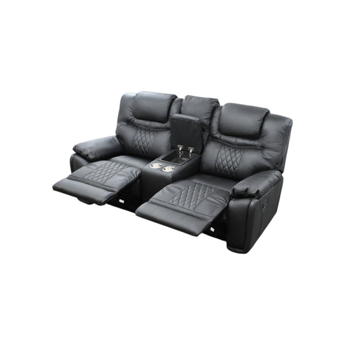 Hokku Designs Jepum Top-Grain Genuine Leather Manual Reclining Loveseat Sofa, 2-Seater Recliner Couch with Storage and Cupholders, image 7