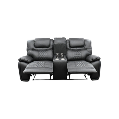 Hokku Designs Jepum Top-Grain Genuine Leather Manual Reclining Loveseat Sofa, 2-Seater Recliner Couch with Storage and Cupholders, image 9