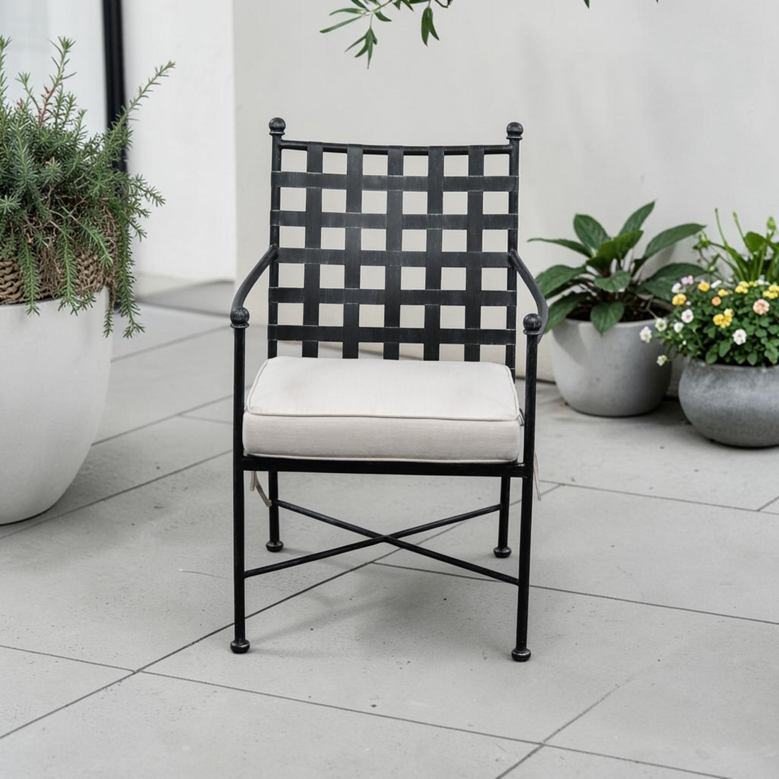 Birch Lane Lucier Premium All-Weather Wicker Outdoor Dining Armchair with Sunbrella Cushion