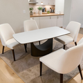 Povision Modern Rectangular Sintered Stone Dining Table with Pedestal Base