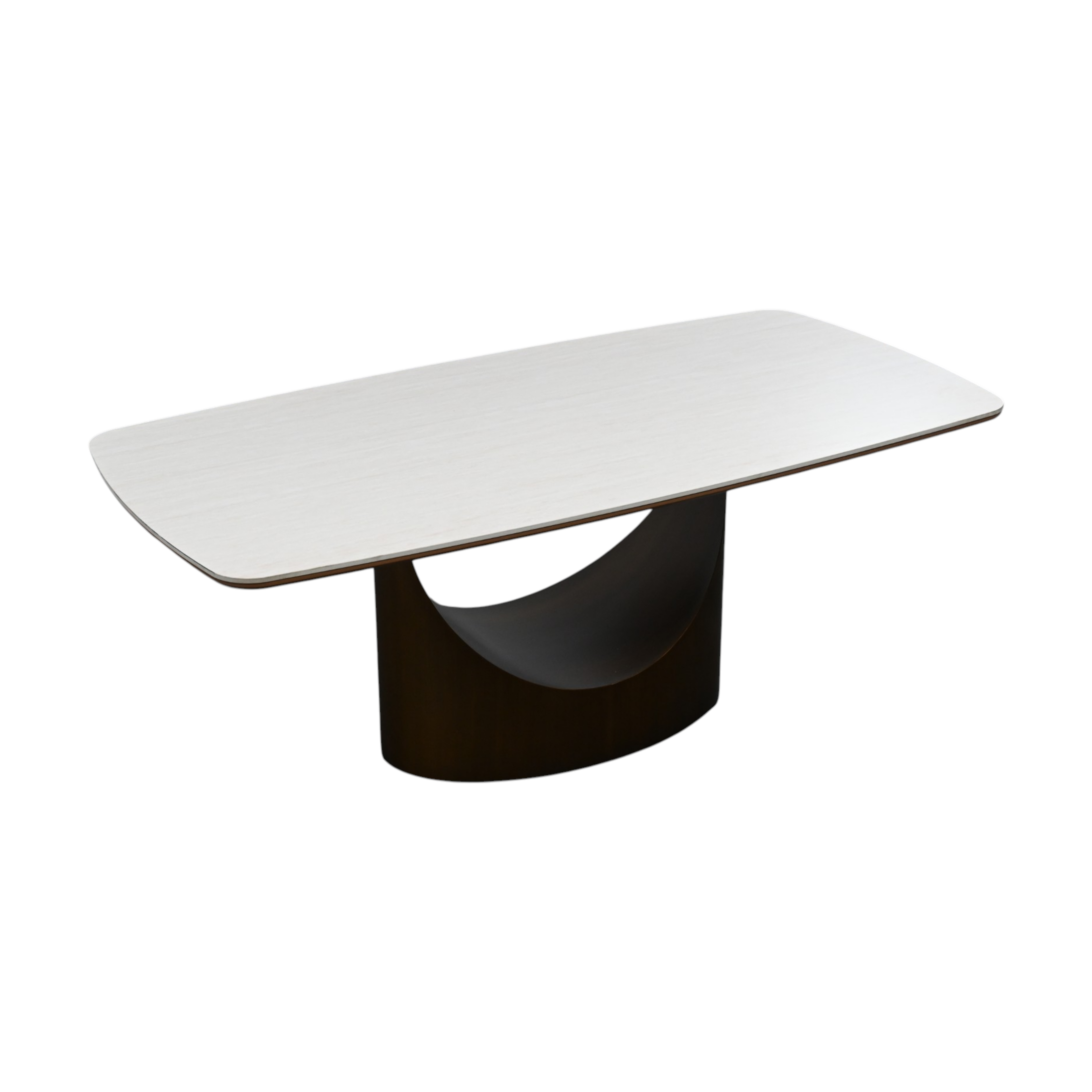 Povision Modern Rectangular Sintered Stone Dining Table with Pedestal Base