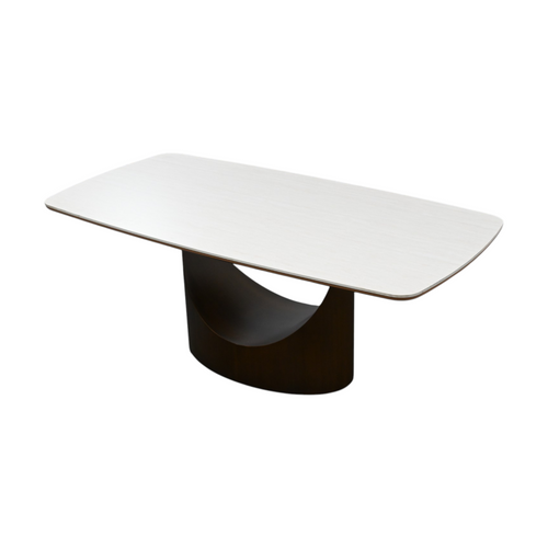 Povision Modern Rectangular Sintered Stone Dining Table with Pedestal Base, image 4