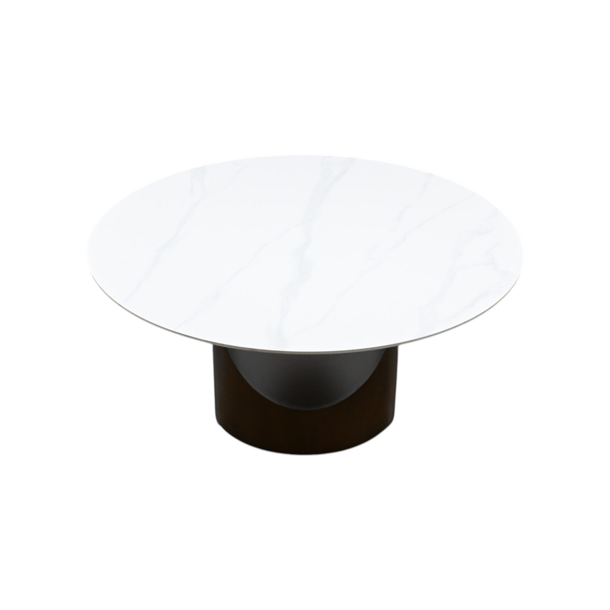 Povison Modern Sintered Stone Round Dining Table with U-shaped Leg, Seats 4 to 6, Kitchen Table for Living Room