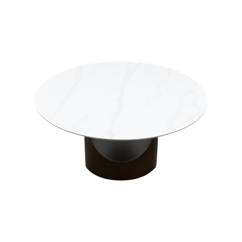 Povison Modern Sintered Stone Round Dining Table with U-shaped Leg, Seats 4 to 6, Kitchen Table for Living Room, image 3