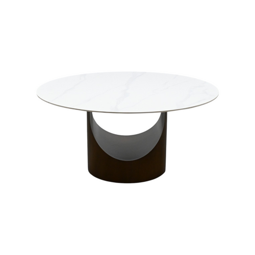 Povison Modern Sintered Stone Round Dining Table with U-shaped Leg, Seats 4 to 6, Kitchen Table for Living Room, image 2