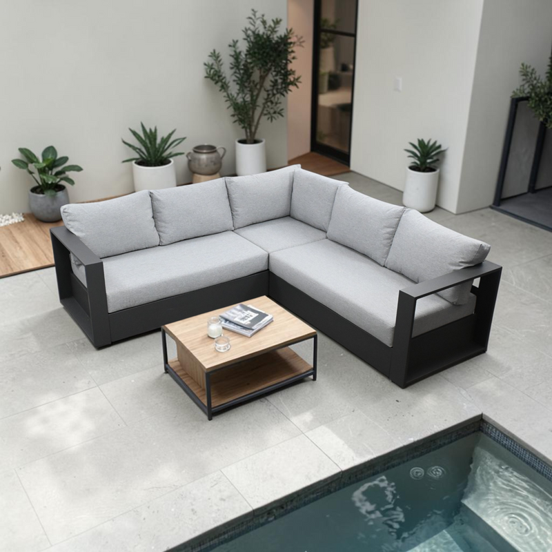 Modway Tahoe Outdoor Patio Powder-Coated Aluminum 3-Piece Sectional Sofa Set