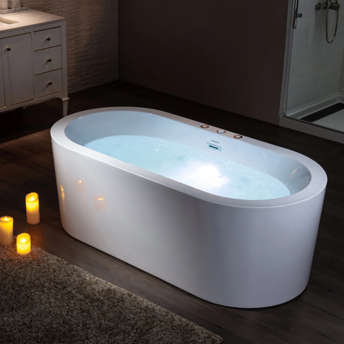 WoodBridge Whirlpool/Air Bubble Freestanding Soaking Double Eened Bathtub, image 1
