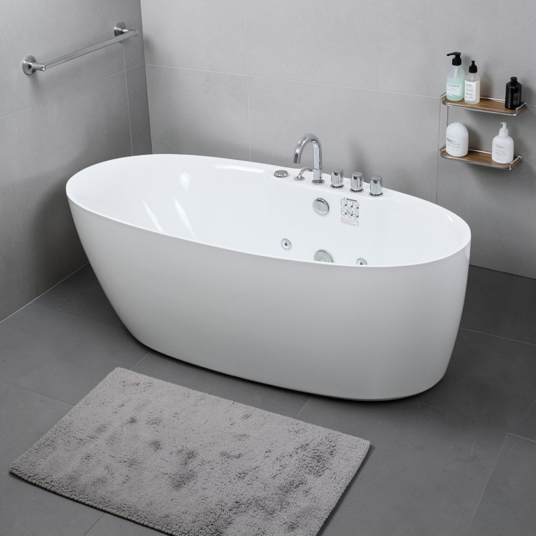 Empava Whirlpool Plastic / Acrylic Bathtub with Faucet EMPV-67AIS13