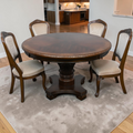 Astoria Grand Traditional 48 Inch Round Dining Table With Carved Pedestal Base, Rubber Wood Construction