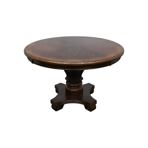 Astoria Grand Traditional 48 Inch Round Dining Table With Carved Pedestal Base, Rubber Wood Construction, image 2