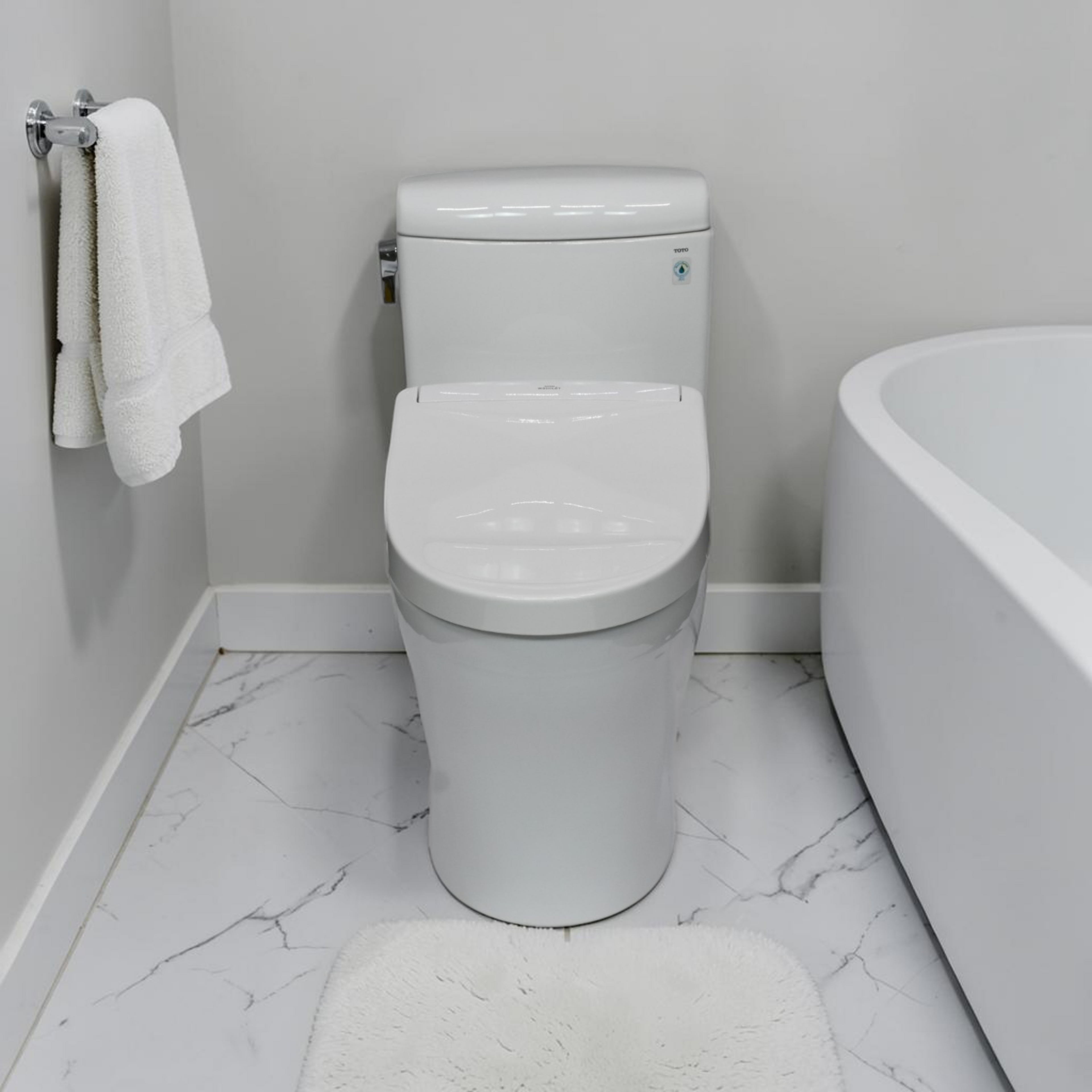 TOTO WASHLET®+ Aquia IV® Cube Two-Piece Elongated Dual Flush 1.28 and 0.9 GPF Toilet with S5 Bidet Seat, Cotton White - MW4363446CEMFGN#01 MW4363446CEMFGN#01