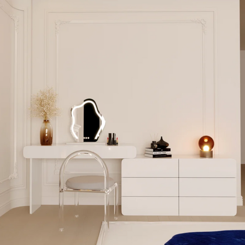 Latitude Run Dalasha Easy Installation Expandable Cream Color Modern Makeup Vanity, image 1
