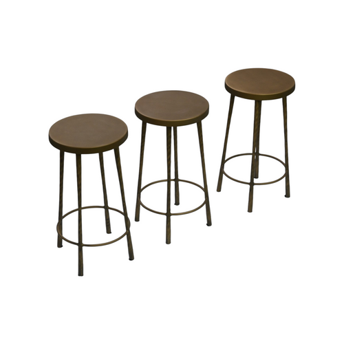 Four Hands Westwood Tapered Hammered Aged Brass Bar and Counter Stool Set of 3, image 2