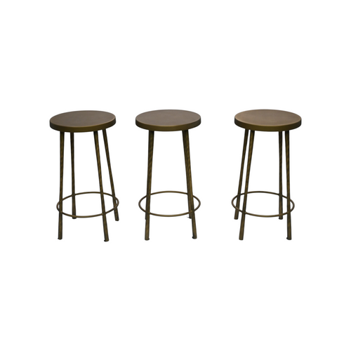 Four Hands Westwood Tapered Hammered Aged Brass Bar and Counter Stool Set of 3, image 3