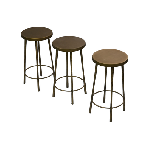 Four Hands Westwood Tapered Hammered Aged Brass Bar and Counter Stool Set of 3, image 5