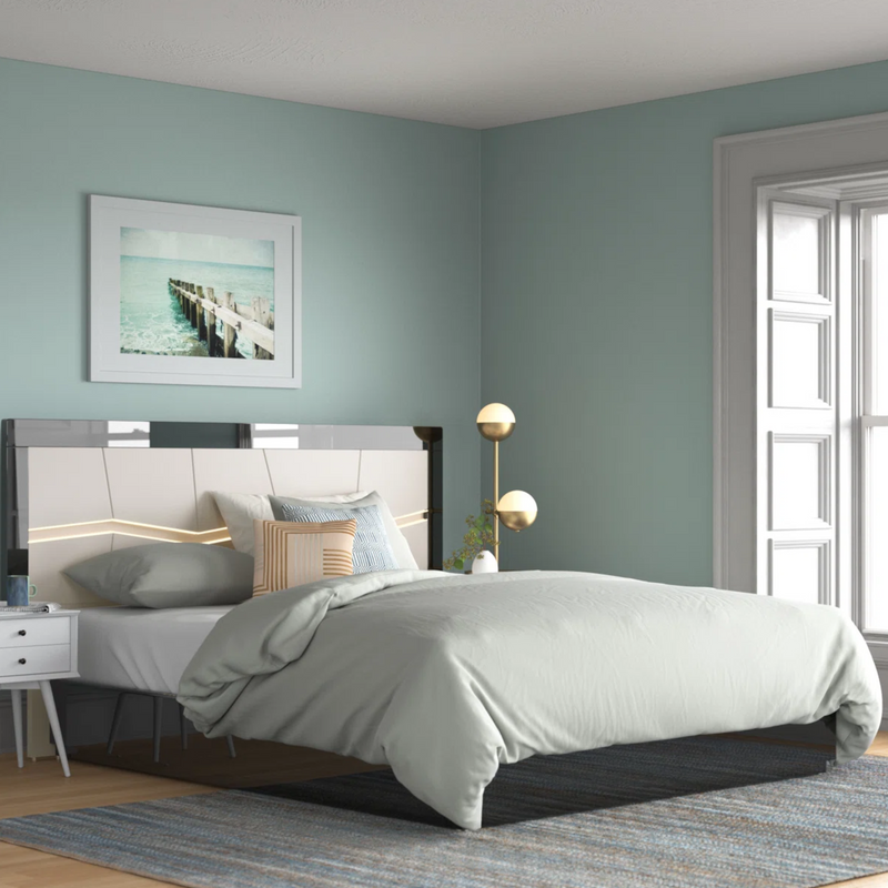 Orren Ellis Jinn LED Lighted High Gloss Platform King Bed