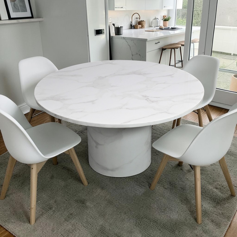 Wade Logan Burga Round Marble Dining Table