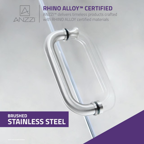 Anzzi Hinged Frameless Shower Door Brushed Nickel Makata Series, image 7