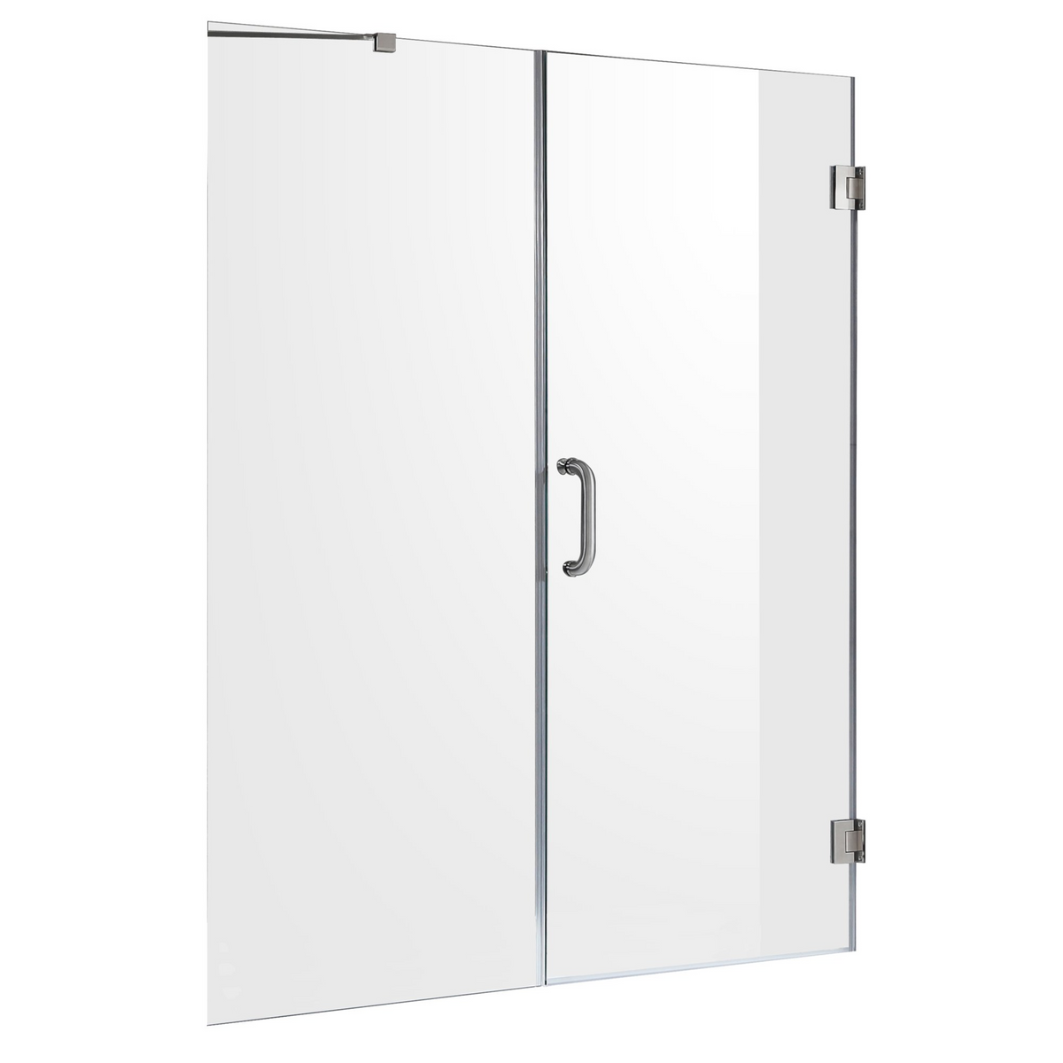 Anzzi Hinged Frameless Shower Door Brushed Nickel Makata Series