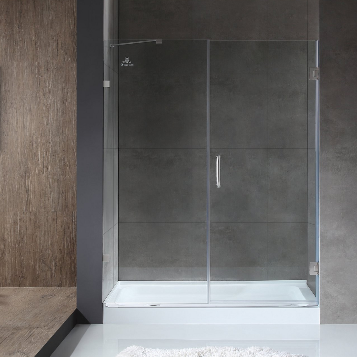 Anzzi Hinged Frameless Shower Door Brushed Nickel Makata Series