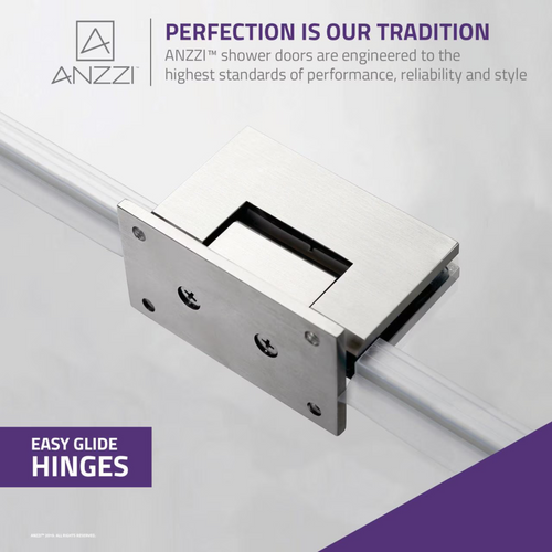 Anzzi Hinged Frameless Shower Door Brushed Nickel Makata Series, image 9