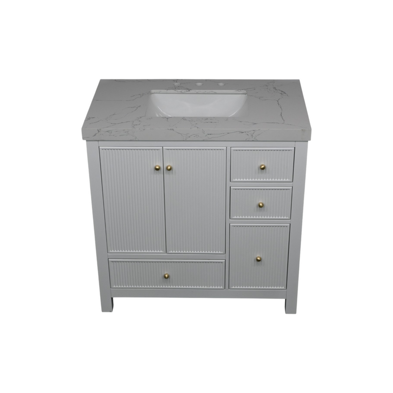 Lark Manor Imogin 36'' Single Bathroom Vanity Set With Engineered Culture Stone White Top