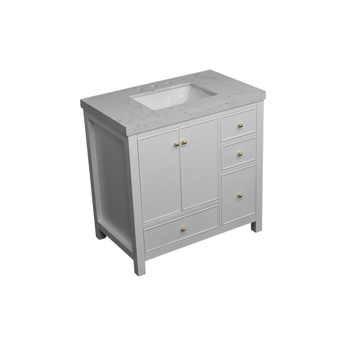 Lark Manor Imogin 36'' Single Bathroom Vanity Set With Engineered Culture Stone White Top