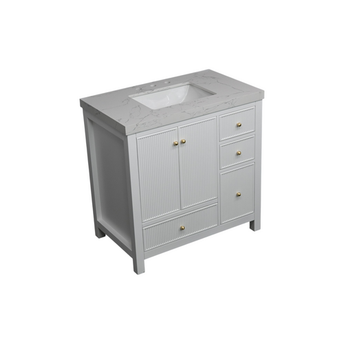 Lark Manor Imogin 36'' Single Bathroom Vanity Set With Engineered Culture Stone White Top, image 3