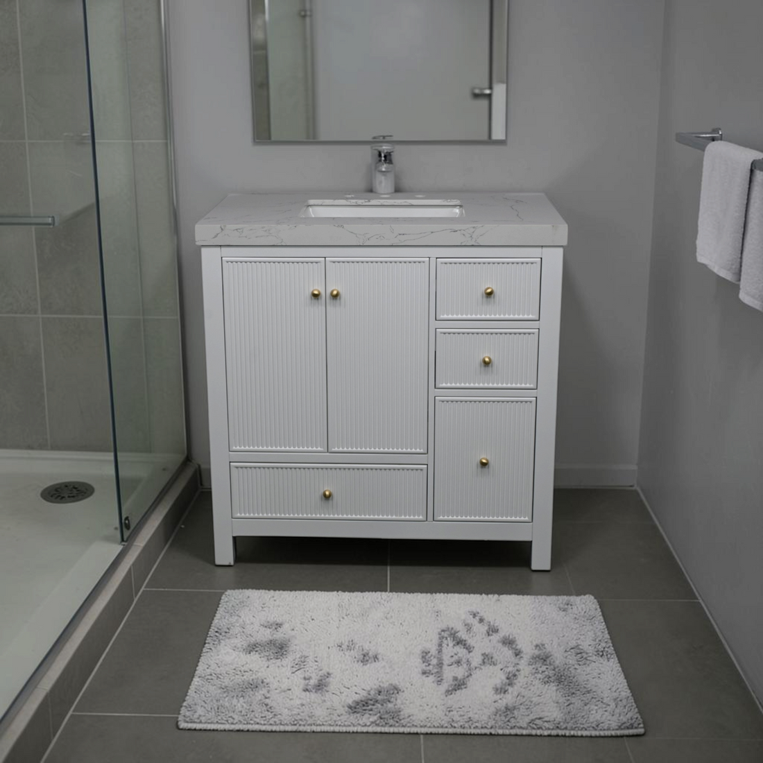 Lark Manor Imogin 36'' Single Bathroom Vanity Set With Engineered Culture Stone White Top