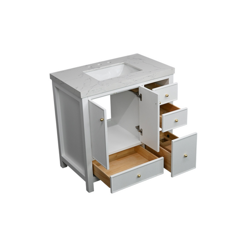 Lark Manor Imogin 36'' Single Bathroom Vanity Set With Engineered Culture Stone White Top, image 6