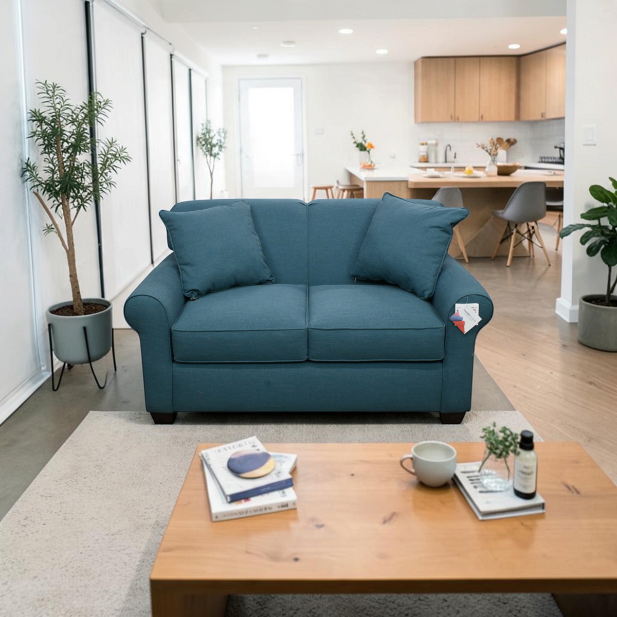 Edgecombe Furniture Finn Rolled Arm Sofa Loveseat with Reversible Cushions