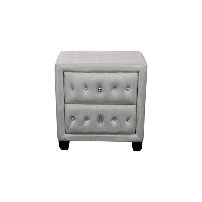 Rosdorf Park Modern Style Crystal Tufted 2-Drawer Nightstand Upholstered With Velvet Fabric Made With Wood, image 2