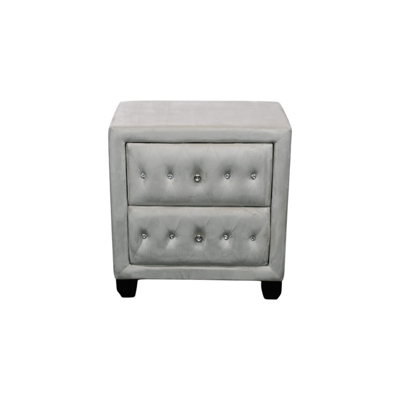 Rosdorf Park Modern Style Crystal Tufted 2-Drawer Nightstand Upholstered With Velvet Fabric Made With Wood